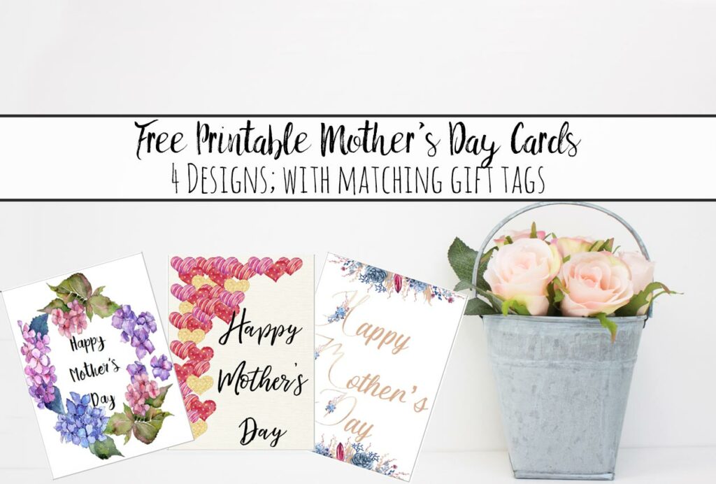Free Printable Mother’s Day Cards and Gift Tags. 4 different designs. Give a beautiful card to mom. Comes with matching gift tag.