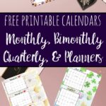 Pin images for free printable calendars & planners.