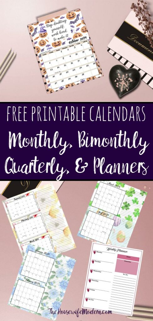 Pin images for free printable calendars & planners.