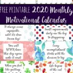 Pin image for 2020 Monthly Motivational Calendars. Collage of various months with text overlay.