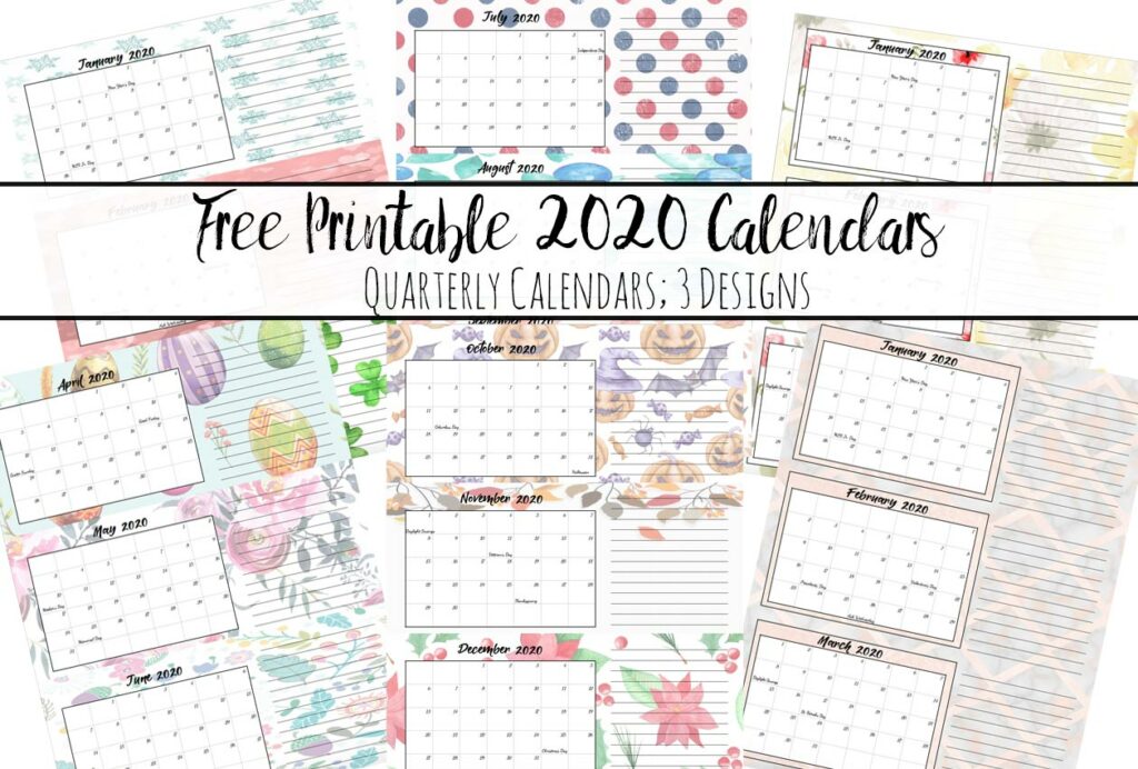 Featured image for 2020 printable quarterly calendars.