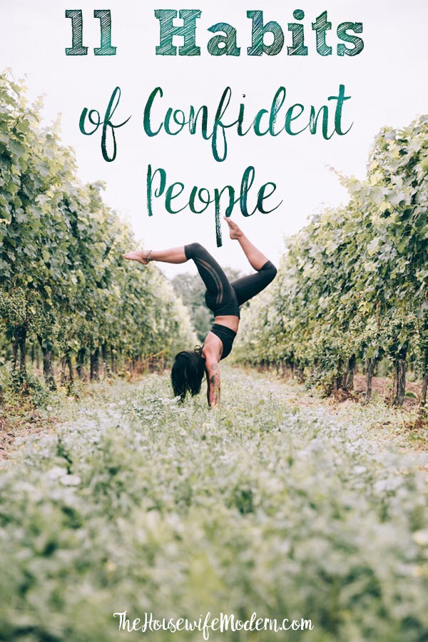 Confidence_Pin1 Pin image for article on how to build confidence. Woman in yoga pose with text overlay.