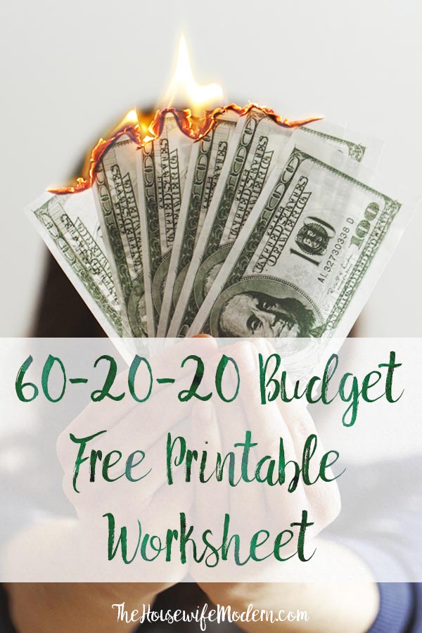 60-20-20 Budget_Pin3 Pin image for 60-20-20 budget. Burning money with text overlay.