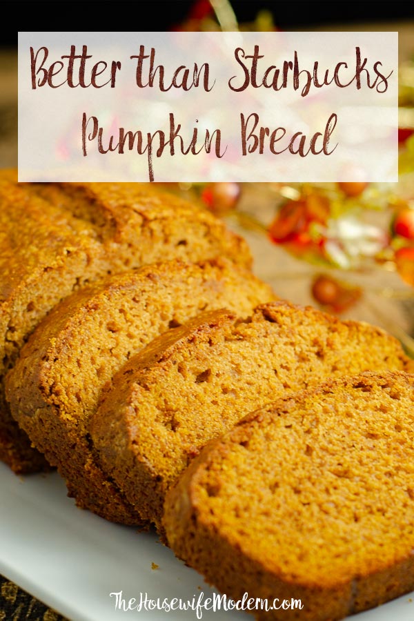 Pin image for pumpkin bread. Image of pumpkin bread with text overlay.