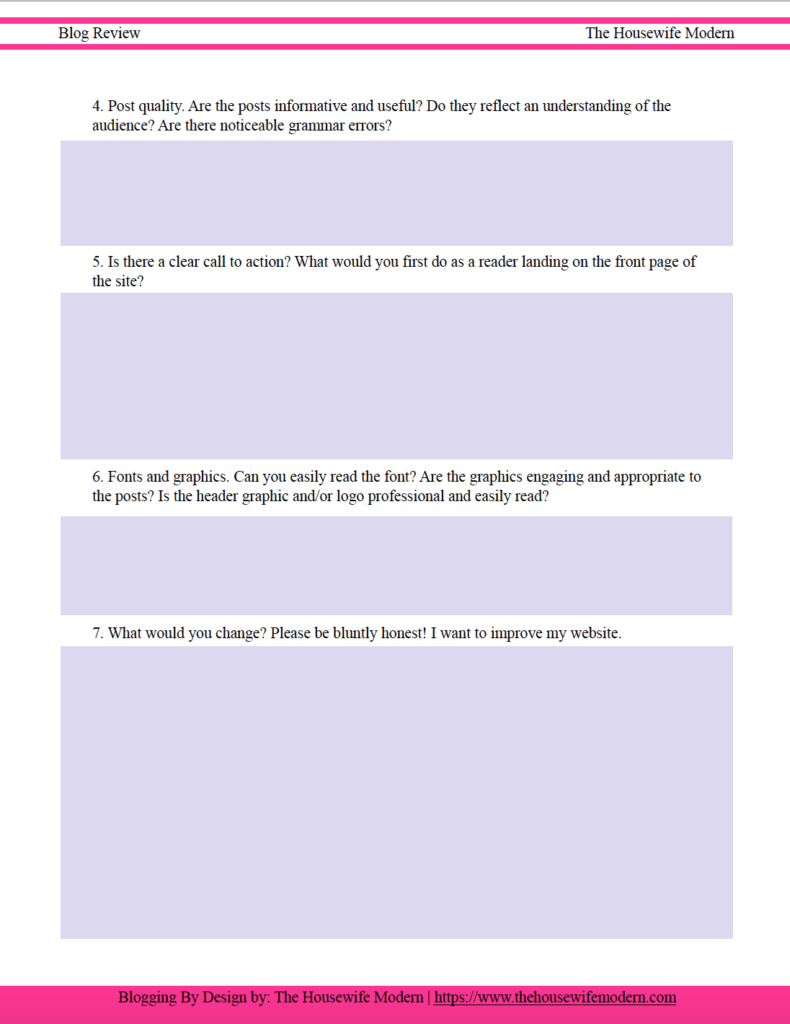 Free printable blog review, page 2