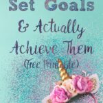Pin image for goals vs. systems. Bright unicorn headband, glitter, and text.