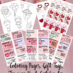 pin image for free valentine's day printables. preview of printables and text overlay.