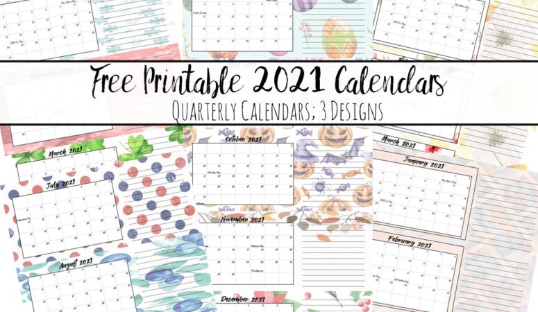 free printable 2021 quarterly calendars with holidays 3 designs