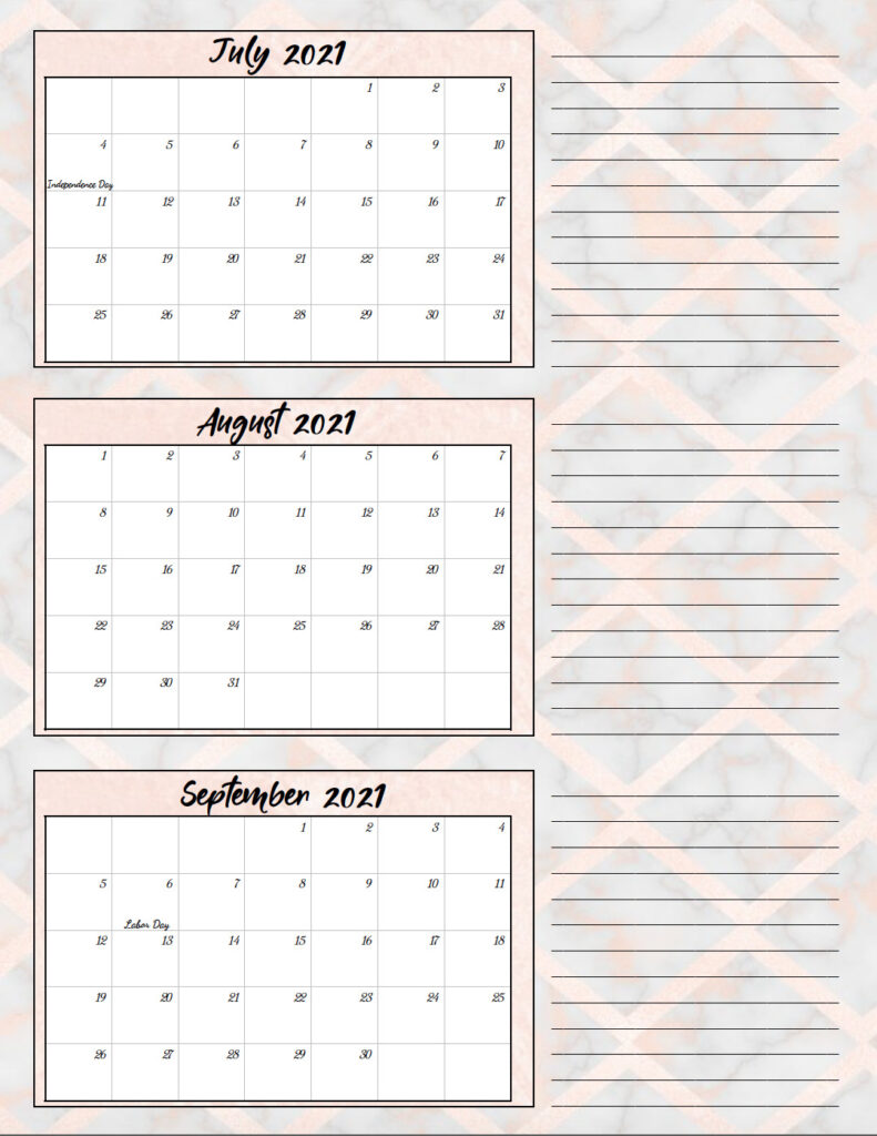 free printable 2021 quarterly calendars with holidays 3 designs