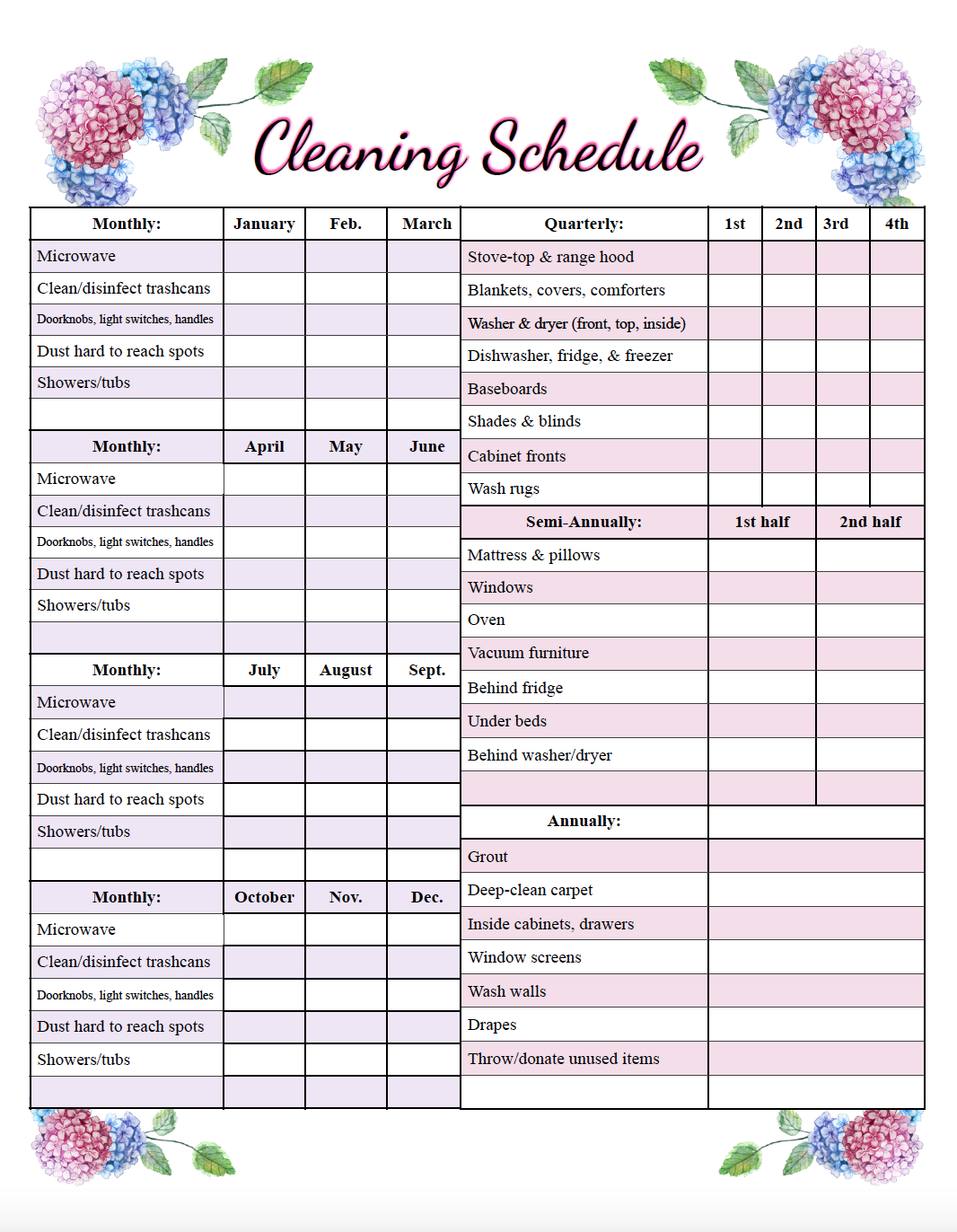 Cleaning Printables Free