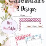 Pin image for Free Printable Calendars. 3 versions: black and white, rainbow colors, and holiday themed. January through December.