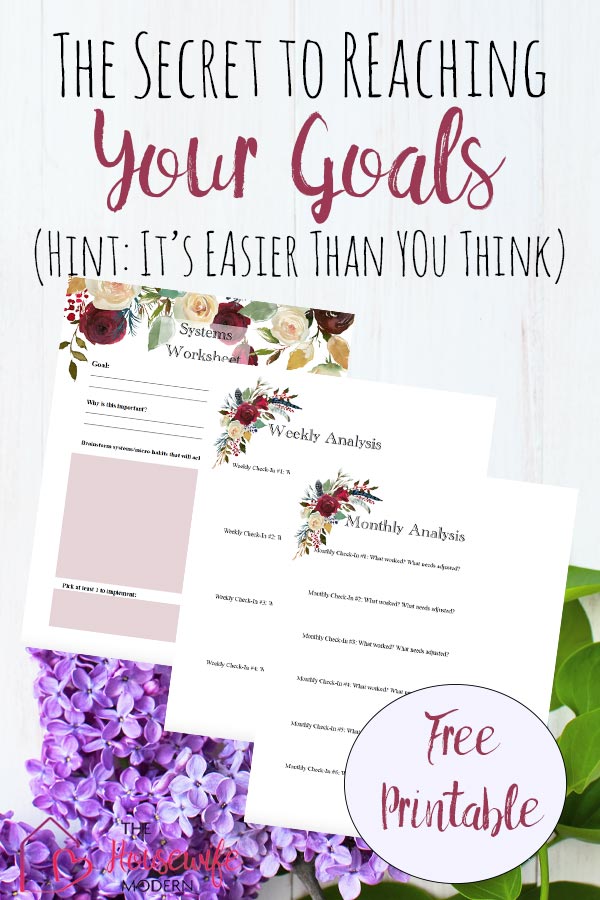 Free Printable: Improve Your Life. How to Use Goals Vs. Systems pin images