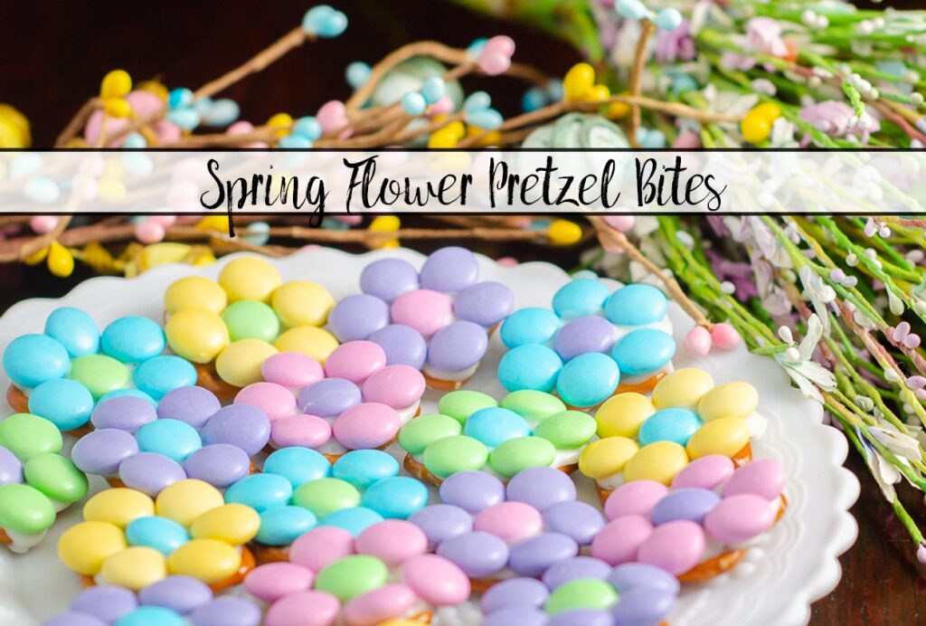Featured image fro spring flower pretzel bites