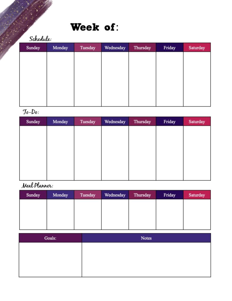 Free printable weekly planner_multi-colored vertical