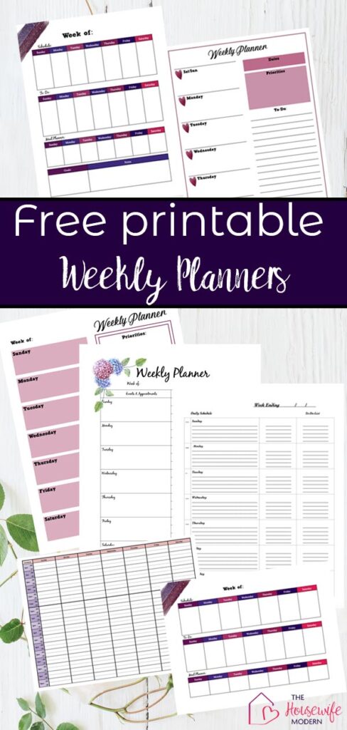 Pin image for free printable weekly planner calendars