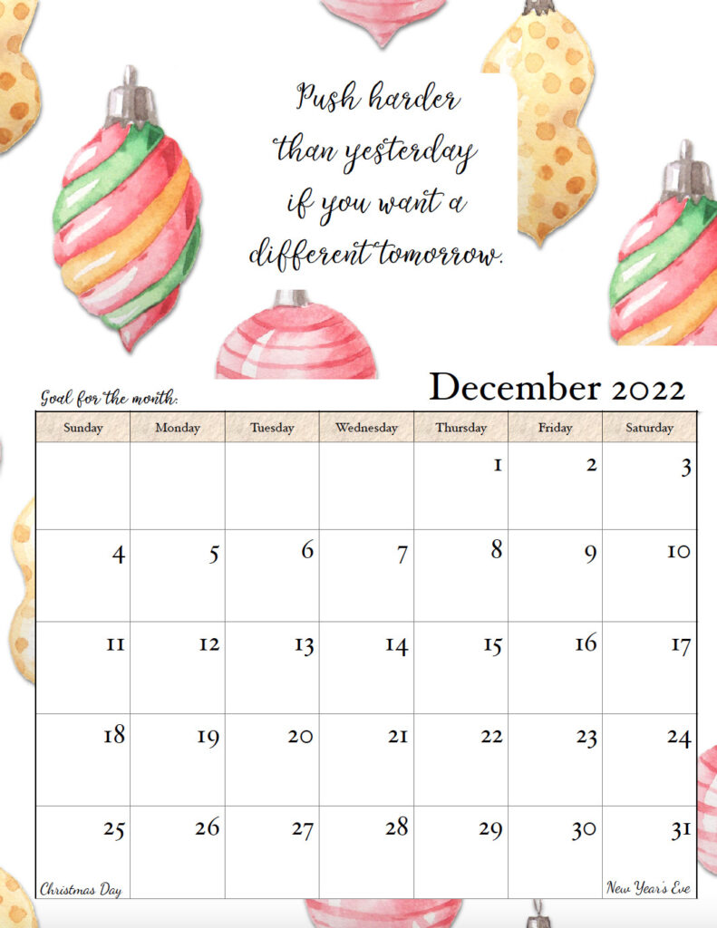 free printable 2022 monthly motivational calendars