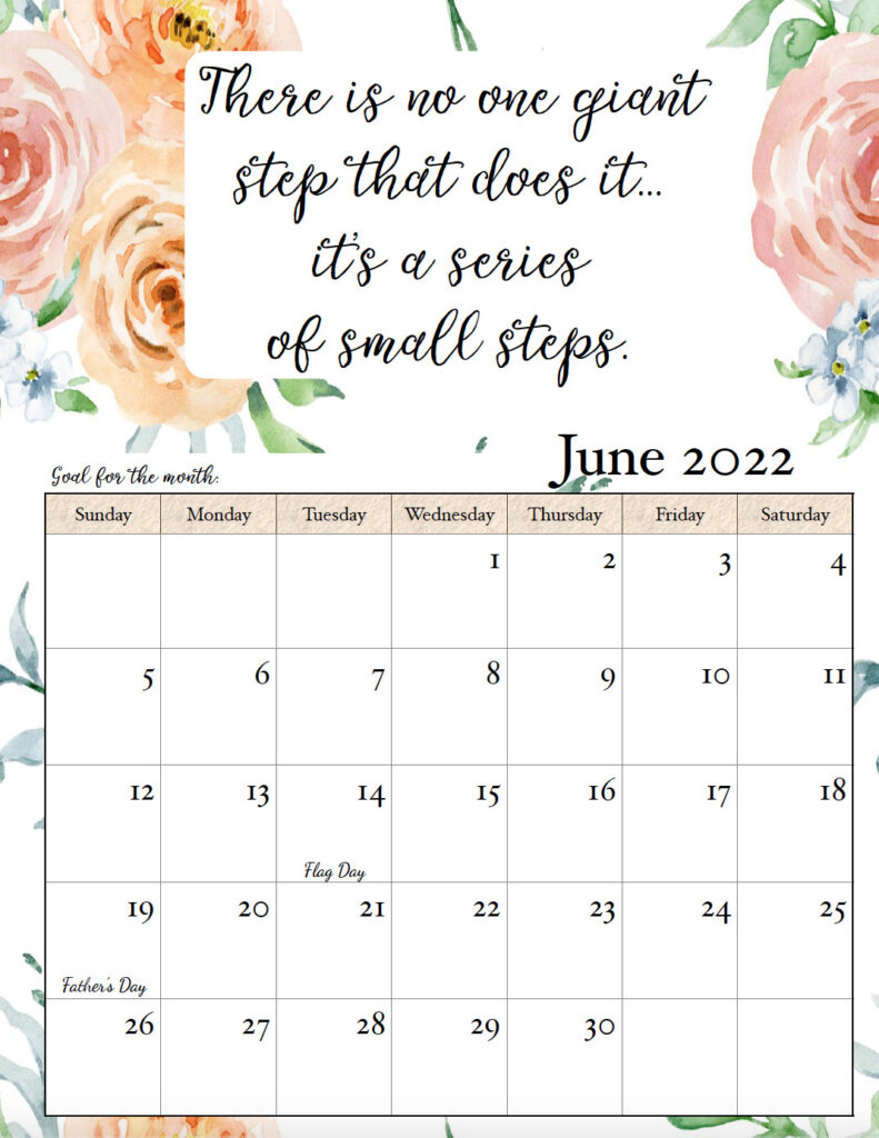 free printable 2022 monthly motivational calendars