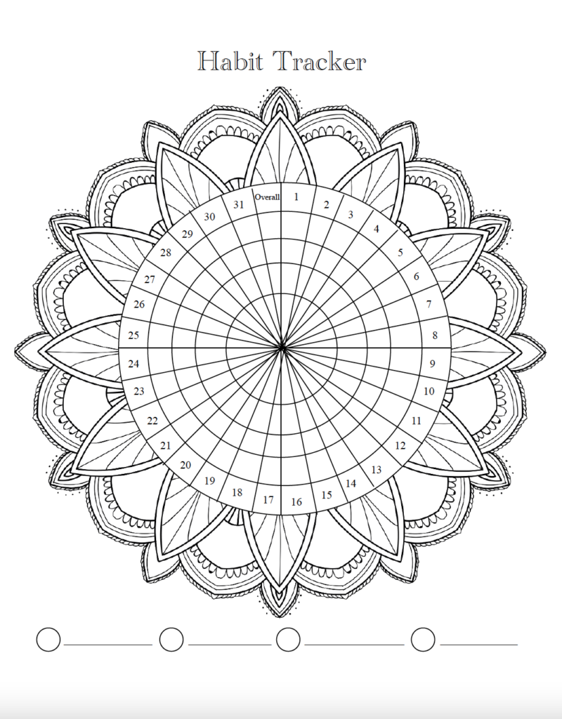 Mandela habit tracker (2nd design) with spots to track 4 habits.