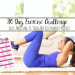 Featured image. Woman doing sit-ups, text overlay, image of printable