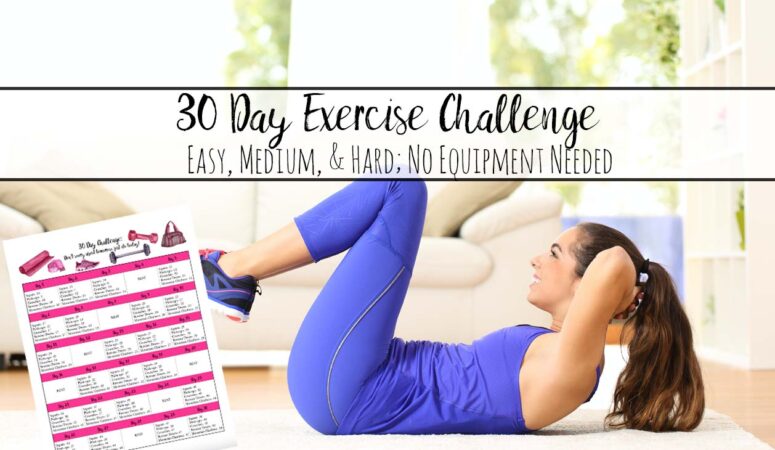 Featured image. Woman doing sit-ups, text overlay, image of printable