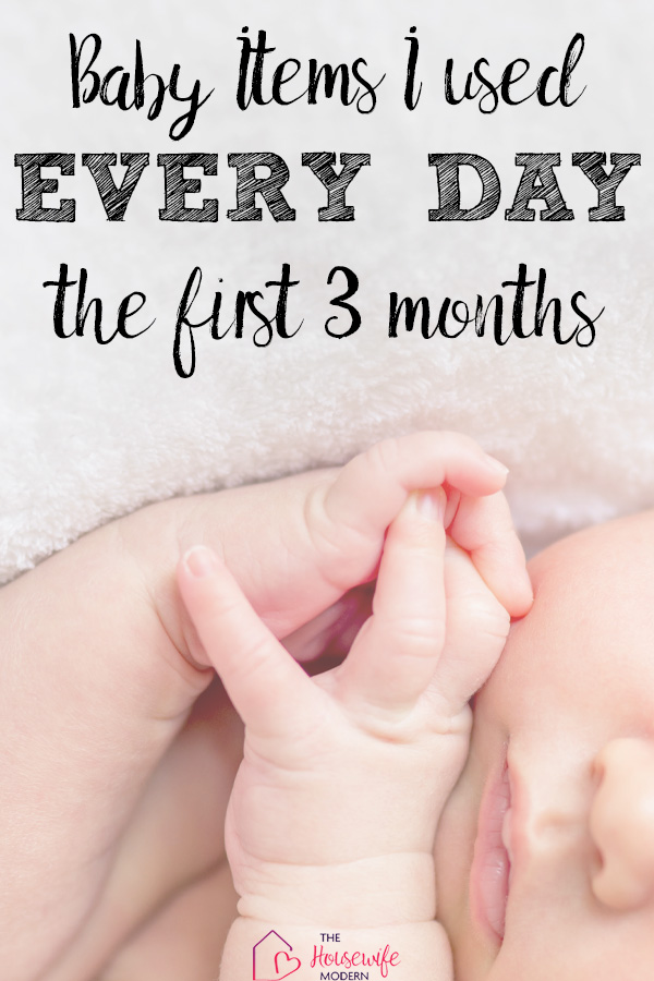 Pin image for what you need for baby. Newborn face and hands with text