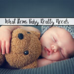 Featured image. Baby sleeping holding teddy bear with text overlay.