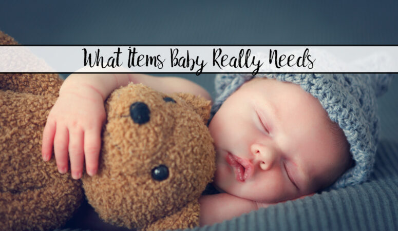 Featured image. Baby sleeping holding teddy bear with text overlay.