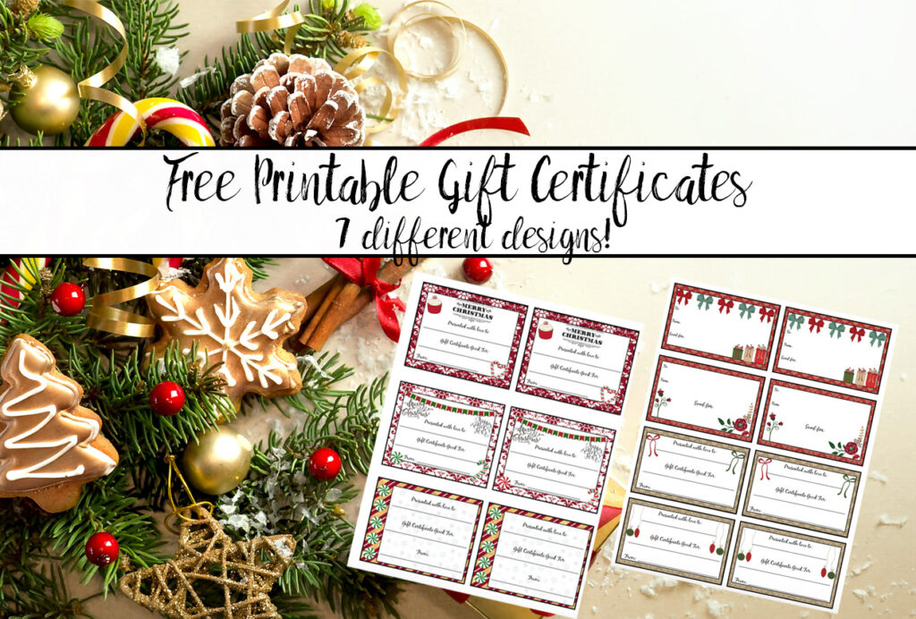 Free Printable Christmas Gift Certificates: 7 Designs