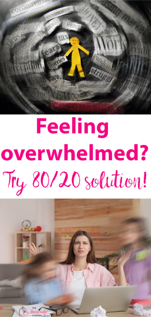 Double image with text overlay of how to stop feeling overwhelmed