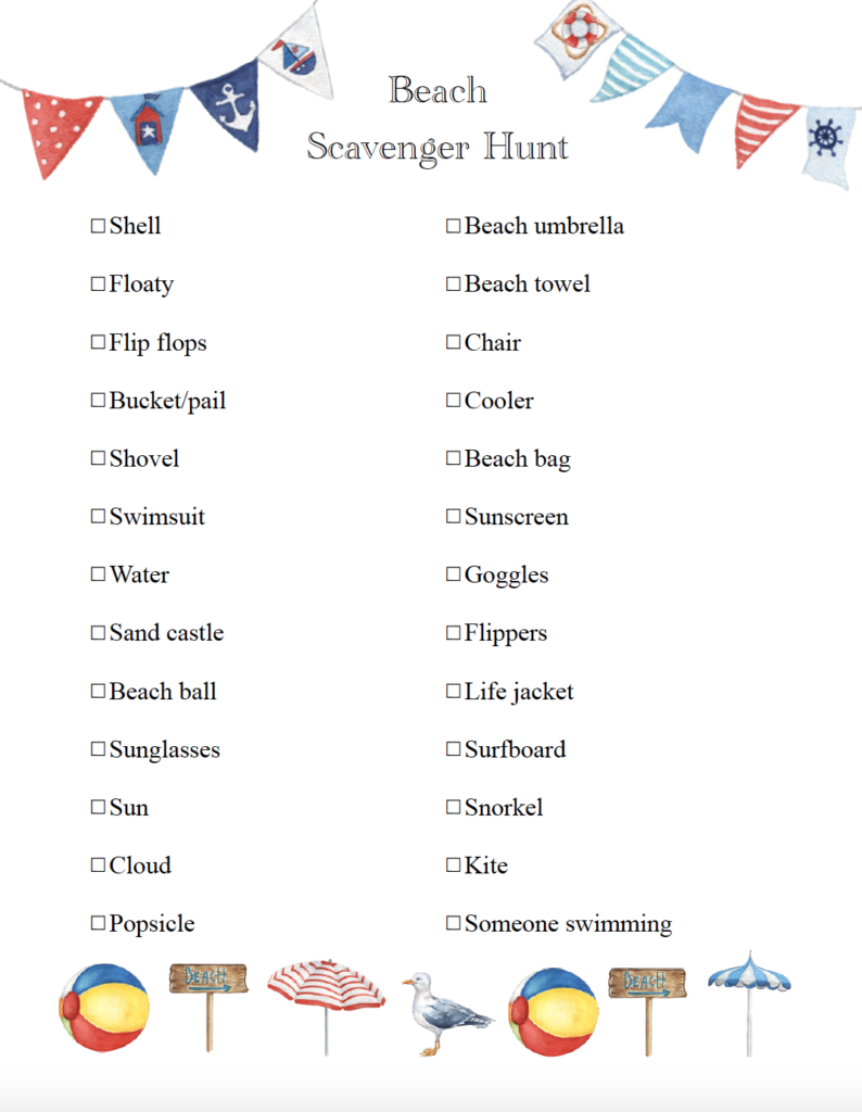 Beach scavenger hunt