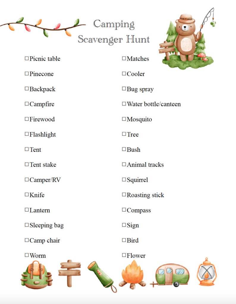 Camping scavenger hunt