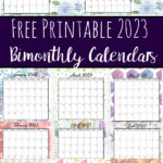 Pin image 2023 Bimonthly Calendars. Preview of each calendar with text overlay.