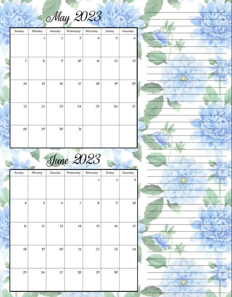 May/June 2023 bimonthly calendar