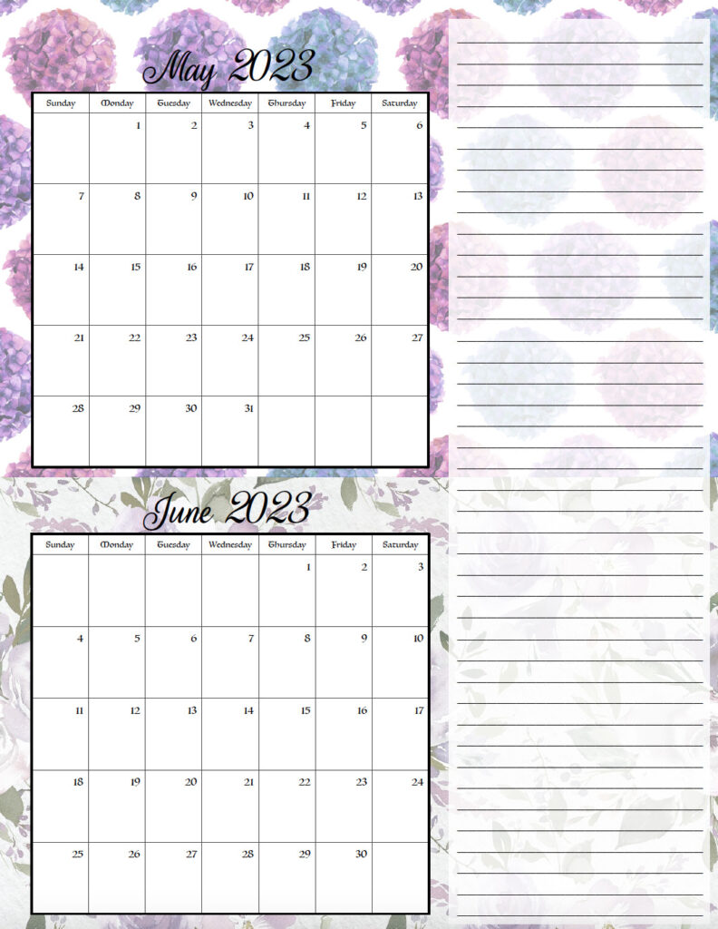 May/June 2023 bimonthly calendar