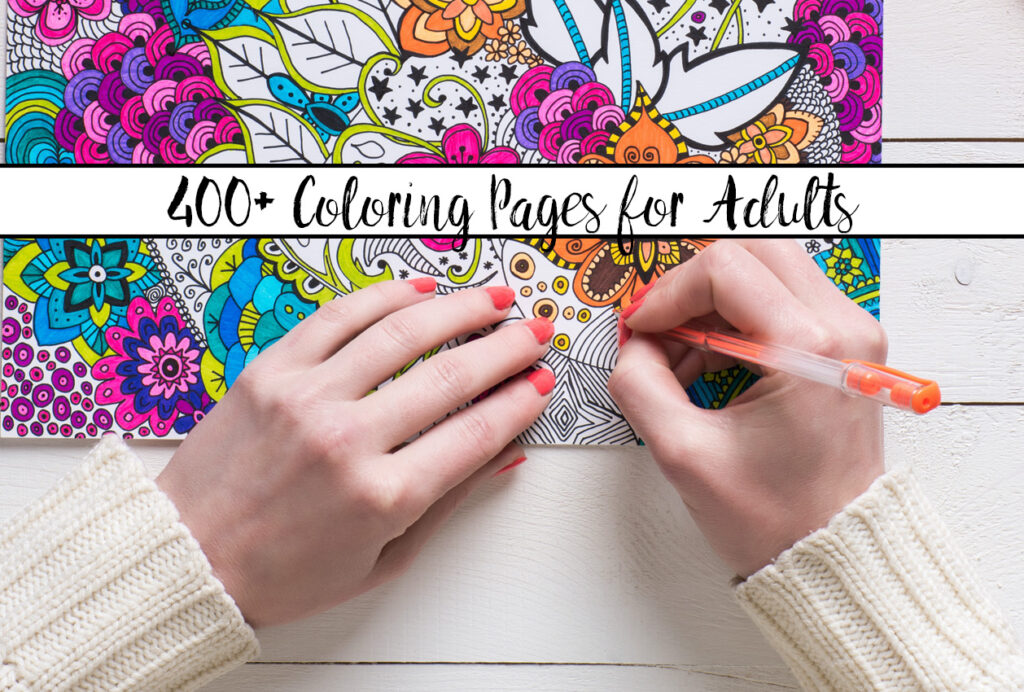 Featured image. Woman coloring page with text overlay.