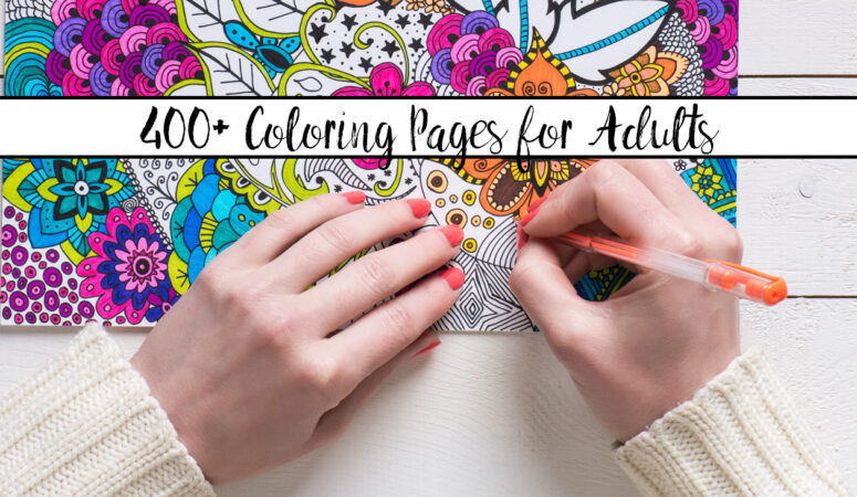 Featured image. Woman coloring page with text overlay.