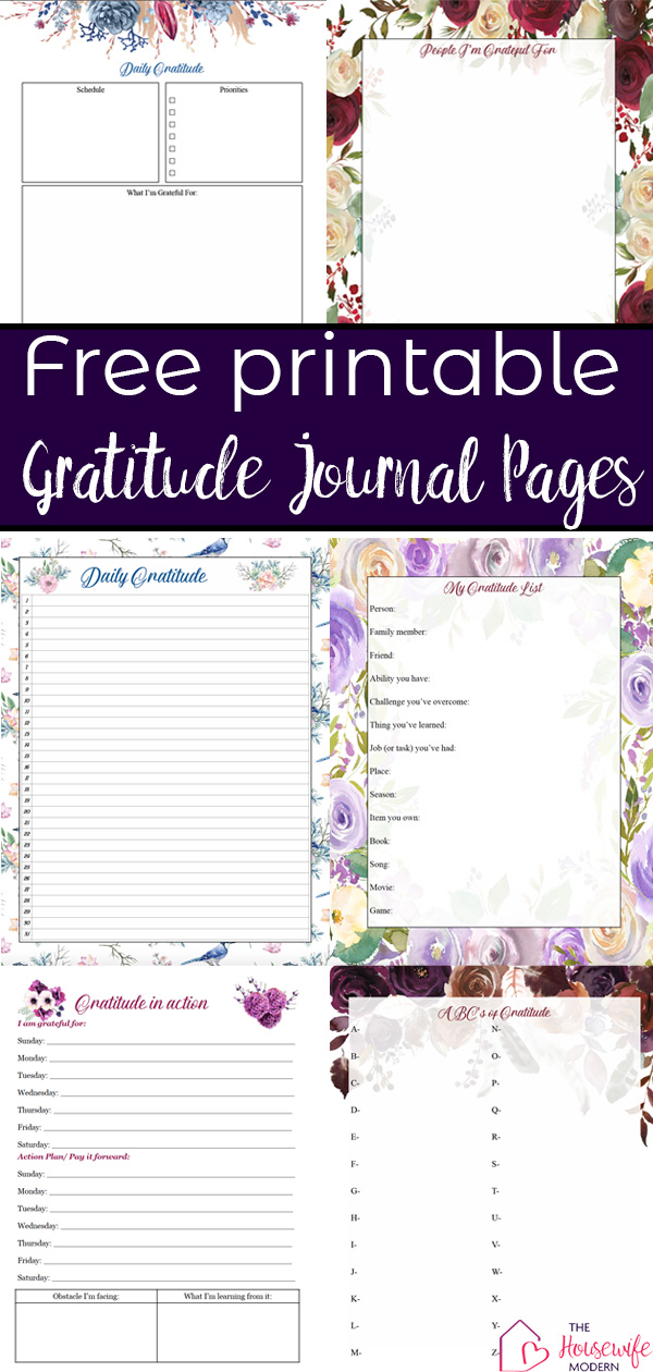Free Printable Gratitude Journal Pages: 6 Designs