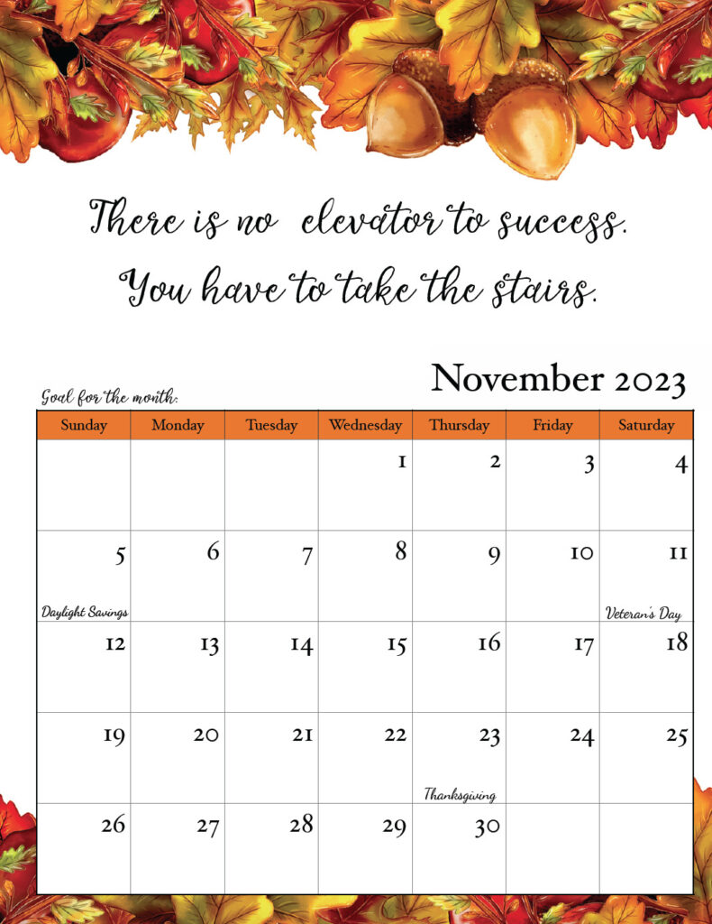 November 2023 calendar