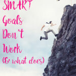Pin image. Man running up mountain with finish flag at top. Text overlay.