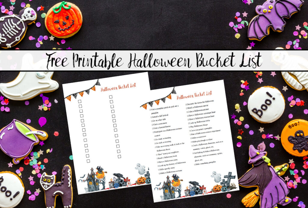 Featured image. Halloween cookies on black background; preview of 2 bucket lists