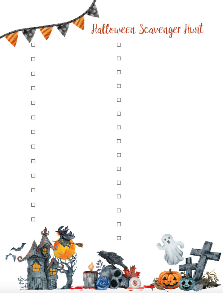 Blank Halloween scavenger hunt