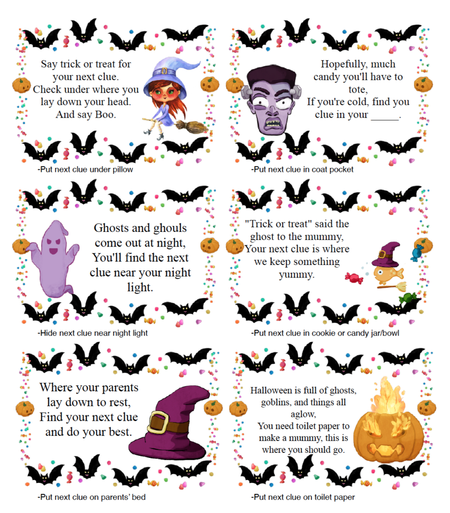 Page 4 of free printable Halloween treasure hunt