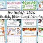 Featured image of free printable 2024 monthly motivational calendars. Image of each month with title overlay.
