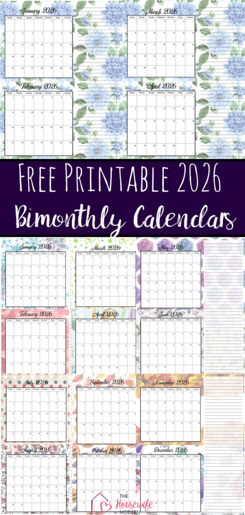 Pin image for free printable 2026 bimonthly calendars
