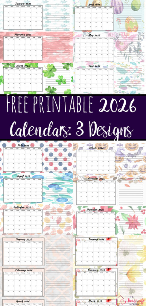 Pin image for 2026 quarterly calendars