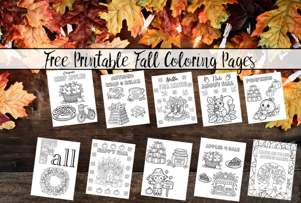 Free printable fall coloring pages for kids featuring fun autumn-themed designs: apples, pumpkins, leaves, scarecrows, and more. Perfect for classrooms, quiet time, rainy days, and fall activities for kids.