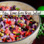 This quick and easy black bean and corn salad combines corn, black beans, tomatoes, jalapeños, red onion, red pepper, cilantro, and lime for a flavor-packed salad. No mayo, naturally gluten-free, and a healthy side dish.