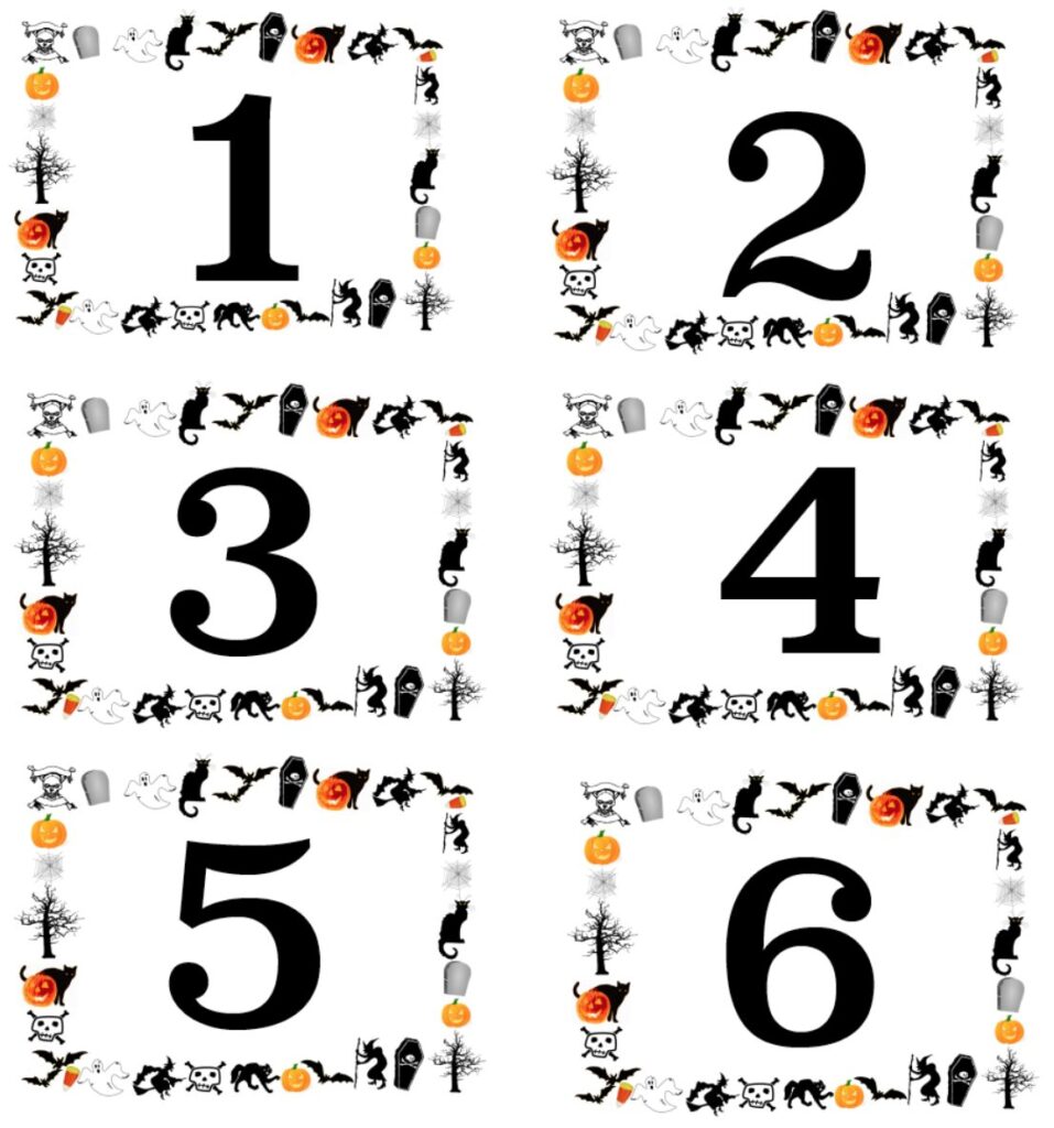 Use these free printable Halloween numbered labels for Halloween costume contests, pumpkin decorating contests, Halloween door decorating contests, classroom games, office parties, food competitions, and more. Simply print, cut, and number your contest entries for easy voting and organization.