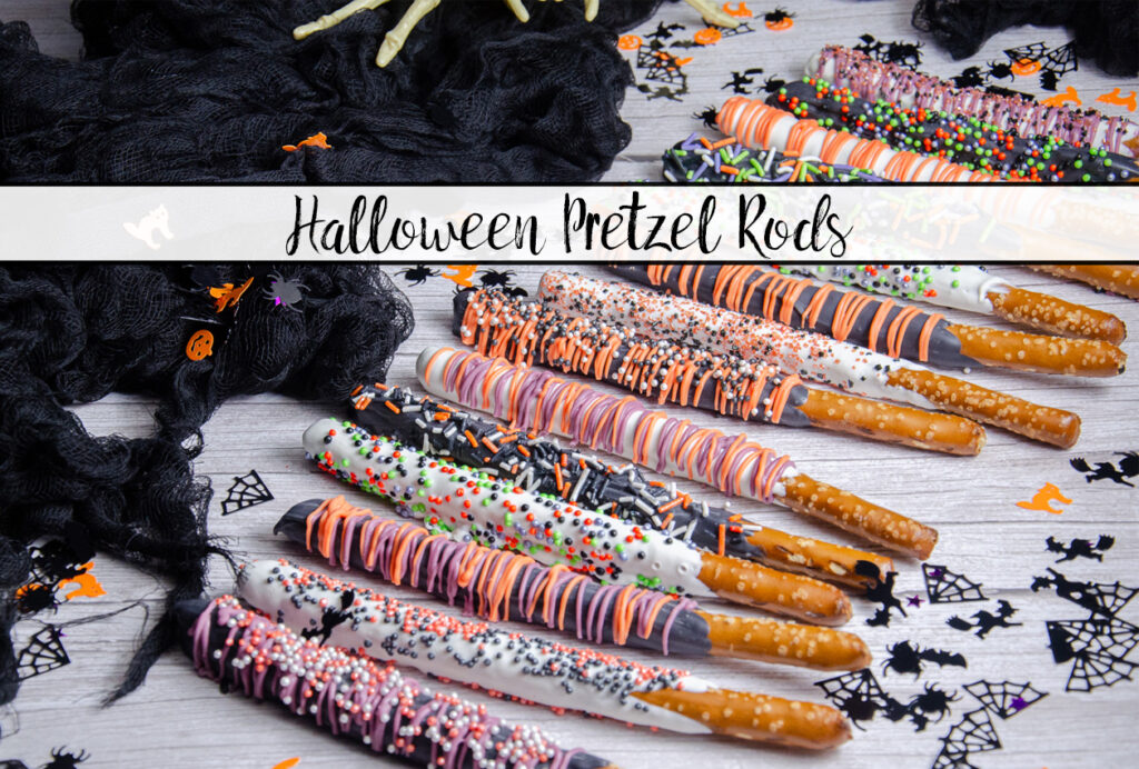 Featured image for Halloween pretzel rods