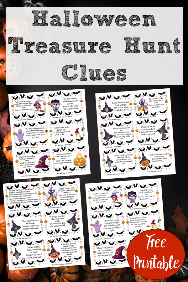 Looking for printable Halloween treasure hunt clues? These 24 clue cards (or riddles!) can be mixed and matched to create a unique Halloween treasure hunt every year. Blank clue cards are also included so you can personalize the hunt.